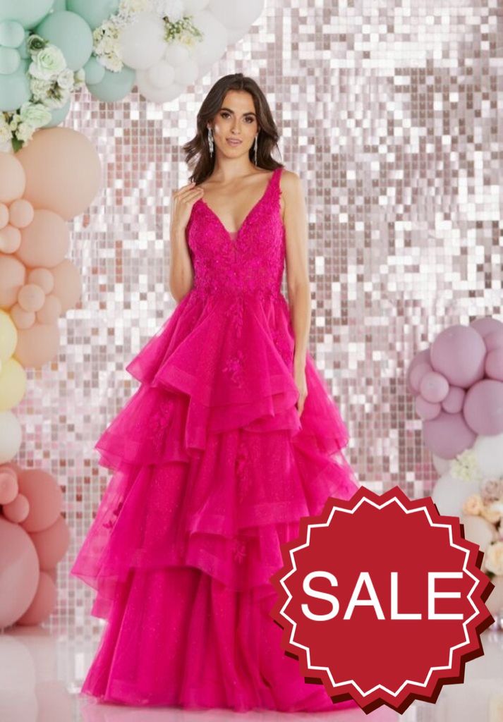 Beaded Bodice Tulle Prom Ballgown